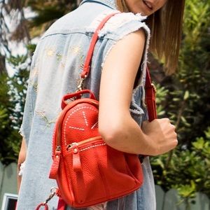 POL ALL LEATHER ❤️ RED BACKPACK PURSE🥰